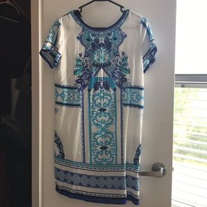 White & Blue Patterned Dress